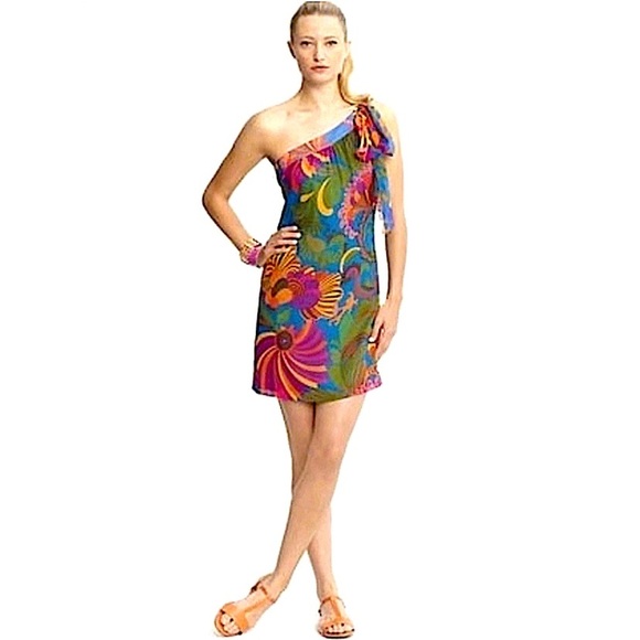 Trina Turk Banana Republic Multicolor One-Shoulder Dress size 4P - Picture 16 of 16
